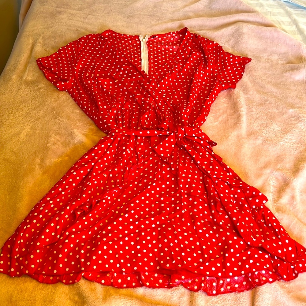 Red and White Polk a dot dress